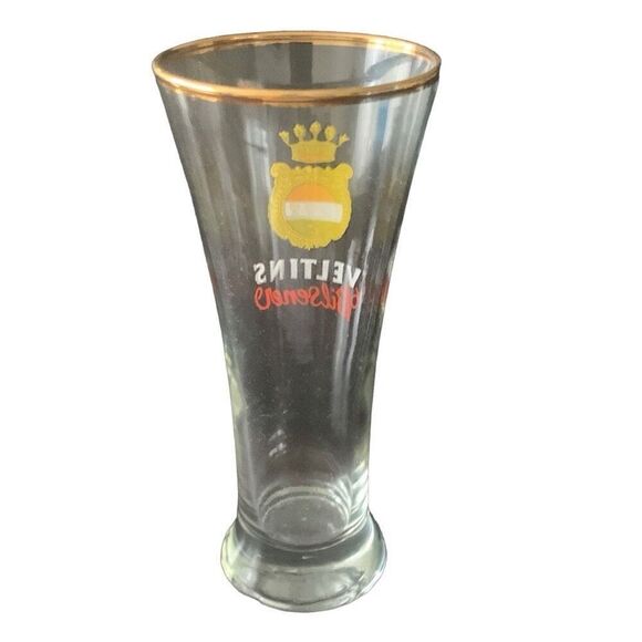 Vintage Veltins Bilsener Pilsner Beer Glass Raise a Glass to Tradition Gold Trim - Picture 3 of 12